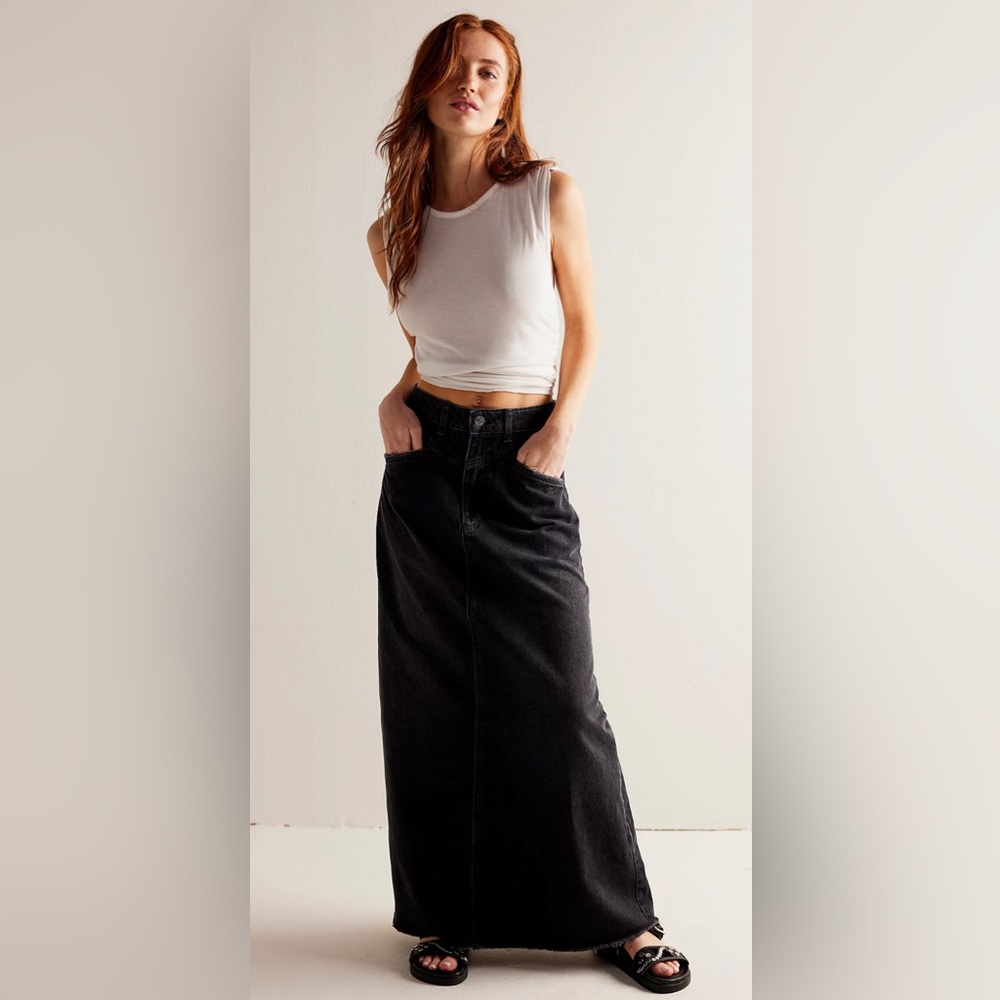 COPY - Free People Come as You are denim maxi skirt